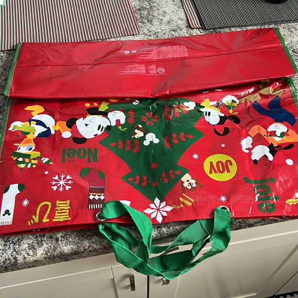 Giant Disney Store Christmas Holiday Tote Bag + 2 Ross Santa Totes Mickey Minnie - Picture 5 of 12